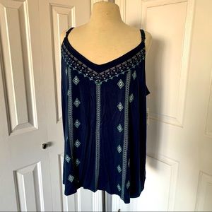 Torrid size 3 blue embroidered cami tank top
